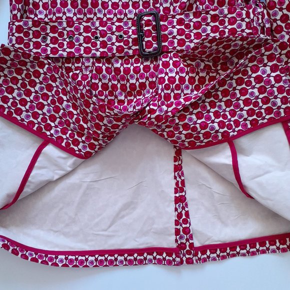 Gap Tulip Print Button Front Coat With Self Belt Red Pink Size S - Picture 13 of 16